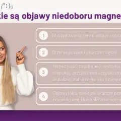 Kobieta wskazuje na objawy niedoboru magnezu: mrowienie, drżenie powiek, nerwowość, lęk.