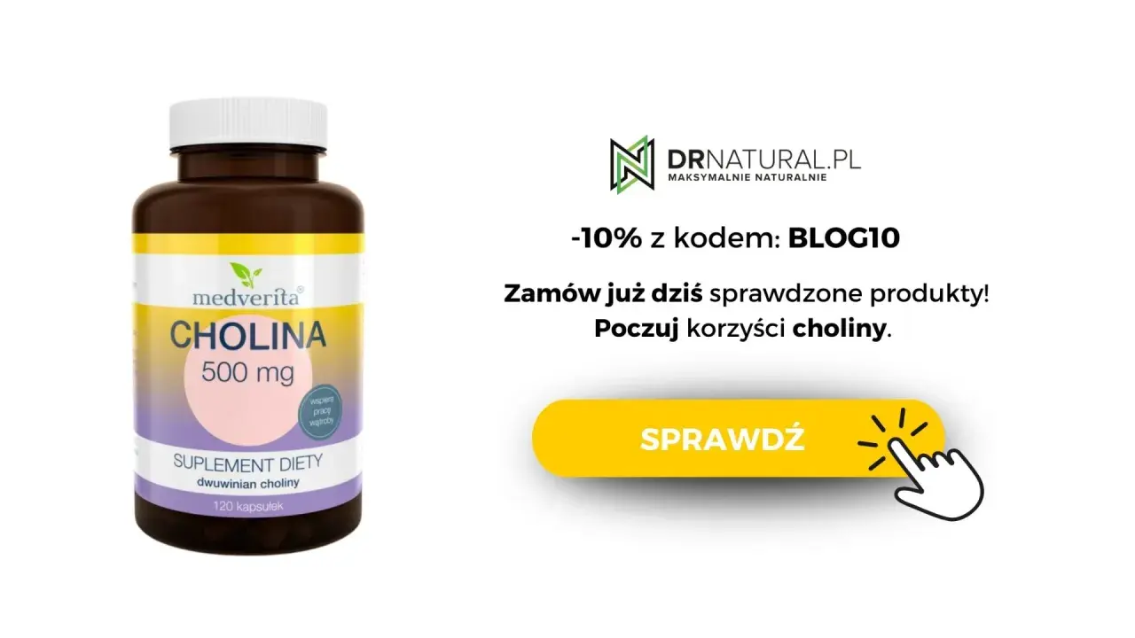Suplement diety z choliną 500 mg. Dowiedz się, co to jest cholina i poczuj jej korzyści. 120 kapsułek.
