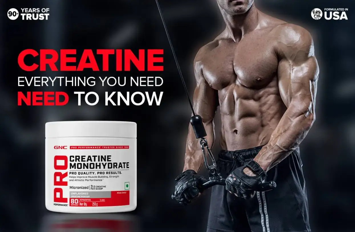 Kreatyna co daje? Mięśnie, siła i lepsza wydajność. Poznaj GNC Creatine Monohydrate.
